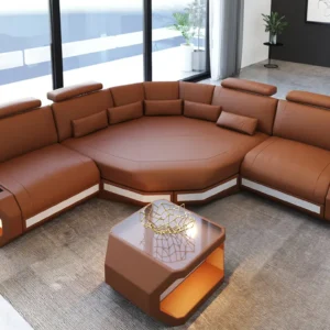 Büffelleder Ecksofa Aurora mit Ottomane L-Form (Symmetrisch) S