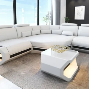 Büffelleder Ecksofa Aurora mit Ottomane L-Form (Symmetrisch) S