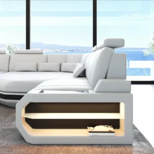 Büffelleder Ecksofa Aurora mit Ottomane L-Form (Symmetrisch) S