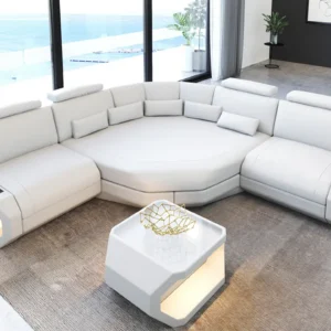 Büffelleder Ecksofa Aurora mit Ottomane L-Form (Symmetrisch) S