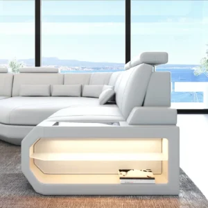 Büffelleder Ecksofa Aurora mit Ottomane L-Form (Symmetrisch) S