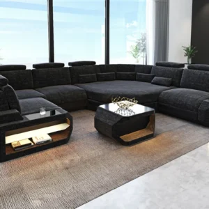 Webstoff Wohnlandschaft Aurora mit Ottomane U-Form L
