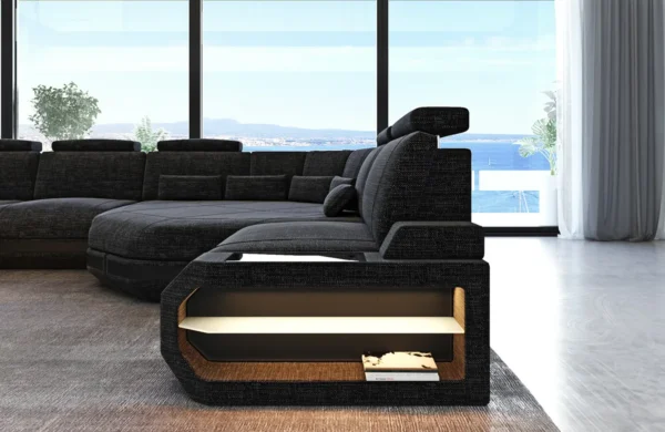 Webstoff Wohnlandschaft Aurora mit Ottomane U-Form L – Bild 9