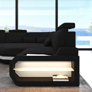 Webstoff Wohnlandschaft Aurora mit Ottomane U-Form L