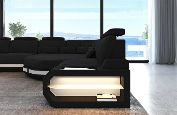 Webstoff Wohnlandschaft Aurora mit Ottomane U-Form L – Bild 3