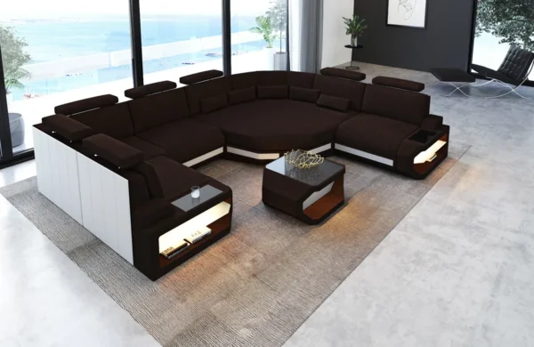 Webstoff Wohnlandschaft Aurora mit Ottomane U-Form L – Bild 4