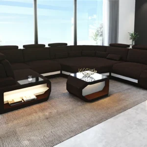 Webstoff Wohnlandschaft Aurora mit Ottomane U-Form L