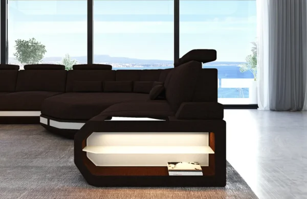 Webstoff Wohnlandschaft Aurora mit Ottomane U-Form L – Bild 6