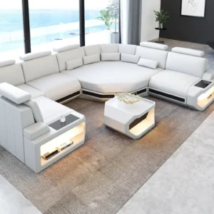 Büffelleder Wohnlandschaft Aurora mit Ottomane U-Form L