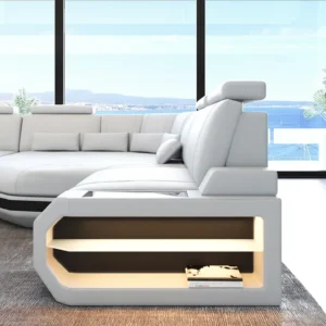 Büffelleder Wohnlandschaft Aurora mit Ottomane U-Form L