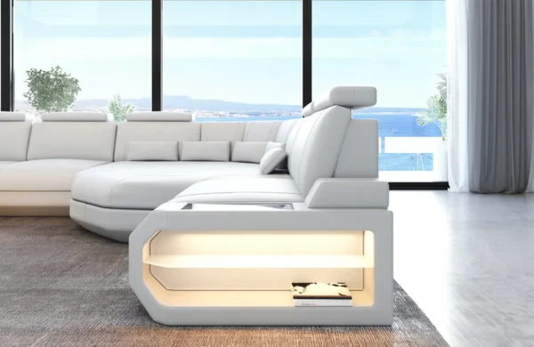 Büffelleder Wohnlandschaft Aurora mit Ottomane U-Form L – Bild 18