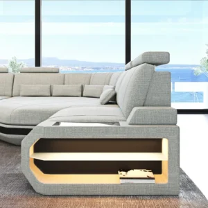 Webstoff Wohnlandschaft Aurora mit Ottomane U-Form (Symmetrisch) XXL