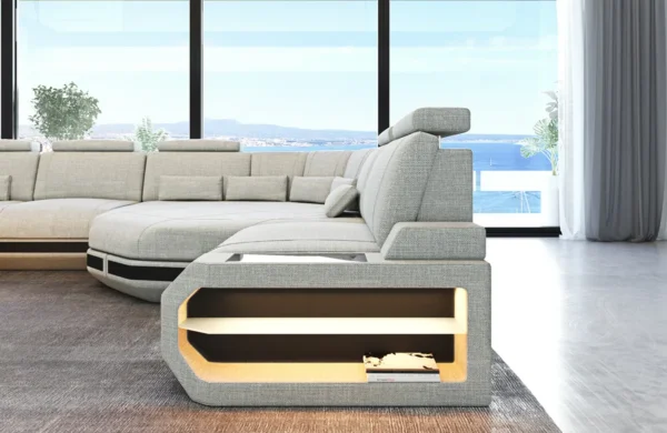Webstoff Wohnlandschaft Aurora mit Ottomane U-Form (Symmetrisch) XXL – Bild 6