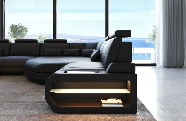 Kunstleder Wohnlandschaft Aurora mit Ottomane U-Form (Symmetrisch) XXL – Bild 15