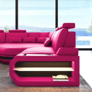 Kunstleder Wohnlandschaft Aurora mit Ottomane U-Form (Symmetrisch) XXL