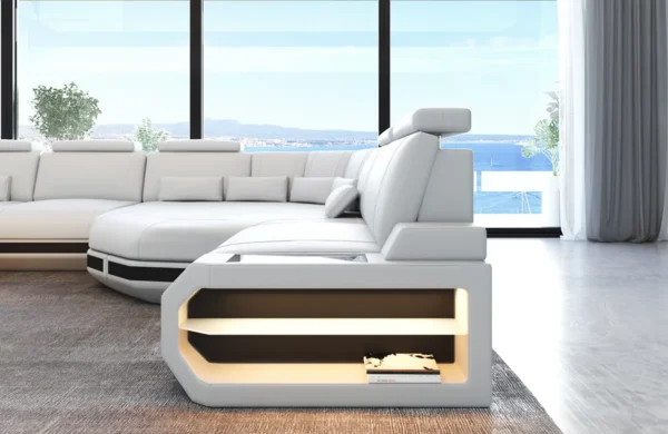 Kunstleder Wohnlandschaft Aurora mit Ottomane U-Form (Symmetrisch) XXL – Bild 6