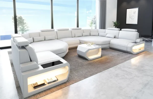 Kunstleder Wohnlandschaft Aurora mit Ottomane U-Form (Symmetrisch) XXL – Bild 17