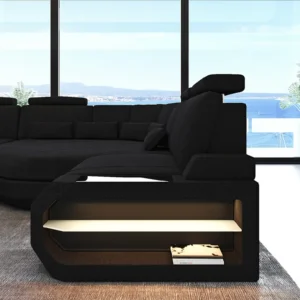 Webstoff Wohnlandschaft Aurora mit Ottomane U-Form XL