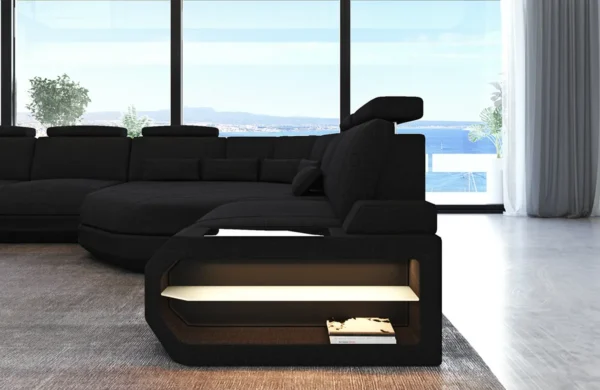 Webstoff Wohnlandschaft Aurora mit Ottomane U-Form XL – Bild 12