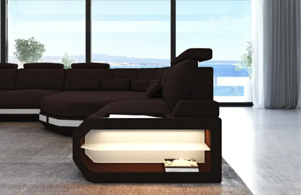 Webstoff Wohnlandschaft Aurora mit Ottomane U-Form XL – Bild 6