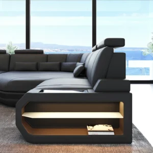 Büffelleder Wohnlandschaft Aurora mit Ottomane U-Form XL