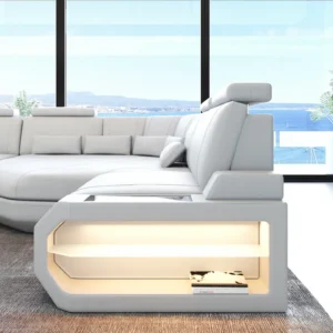 Büffelleder Wohnlandschaft Aurora mit Ottomane U-Form XL
