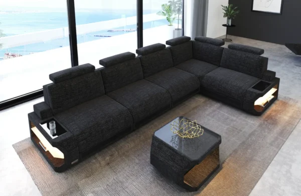 Webstoff Ecksofa Aurora L-Form M – Bild 4