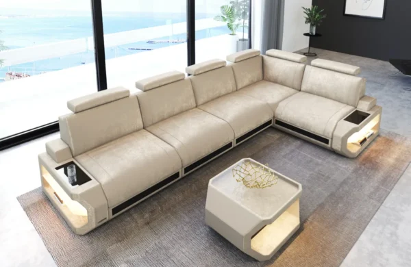Samtstoff Ecksofa Aurora L-Form M