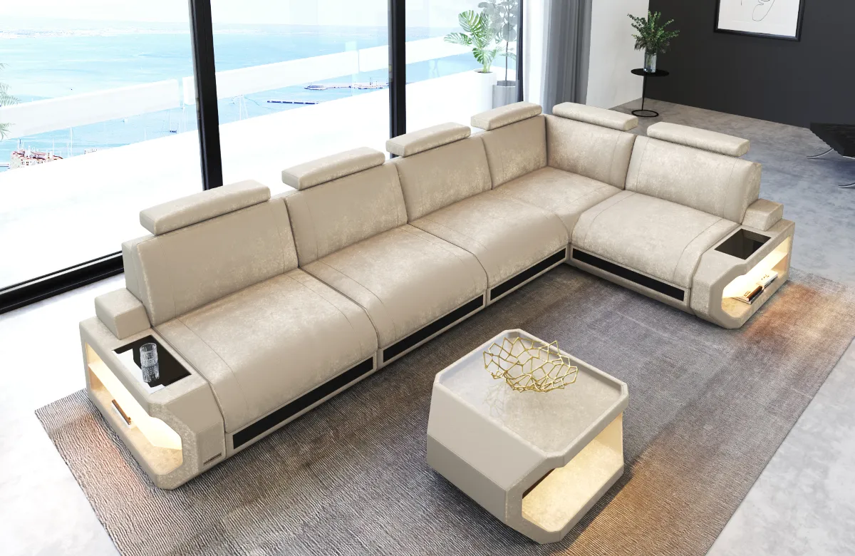 Samtstoff Ecksofa Aurora L-Form M
