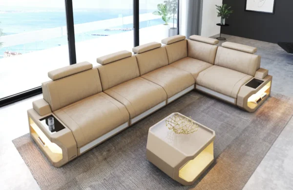 Samtstoff Ecksofa Aurora L-Form M – Bild 4