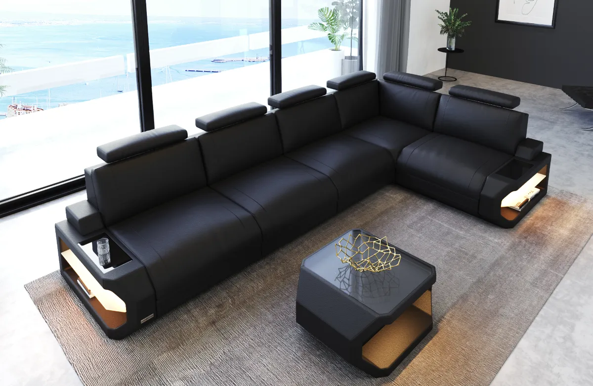 Büffelleder Ecksofa Aurora L-Form M