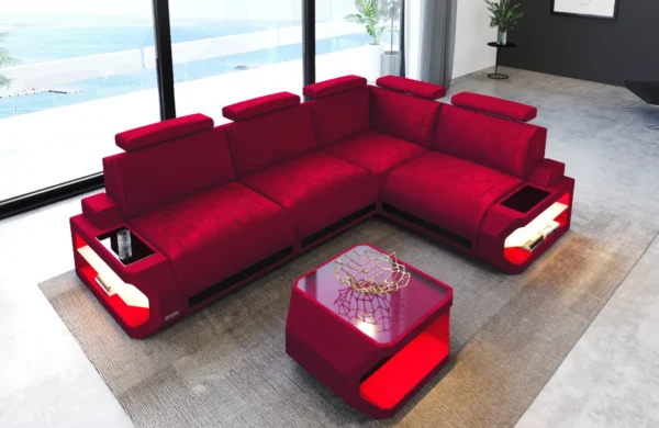Samtstoff Ecksofa Aurora L-Form S – Bild 4