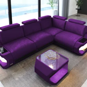 Samtstoff Ecksofa Aurora L-Form S