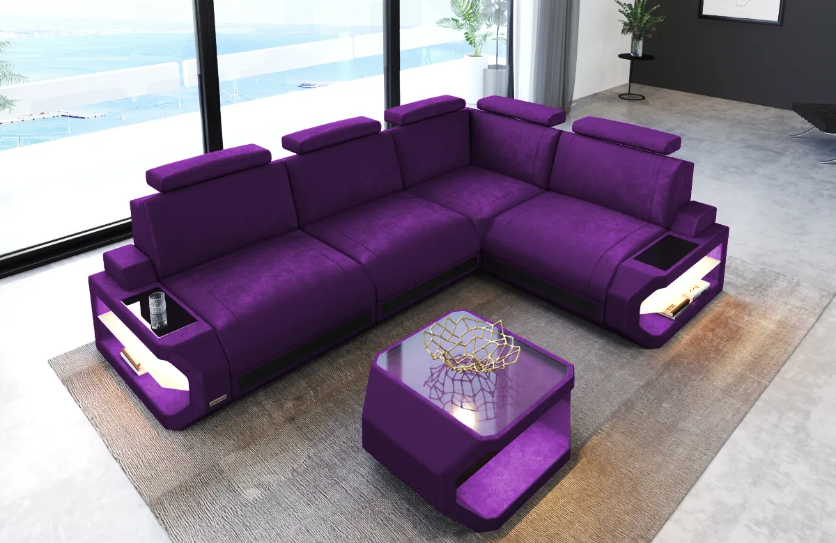 Samtstoff Ecksofa Aurora L-Form S