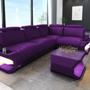 Samtstoff Ecksofa Aurora L-Form S