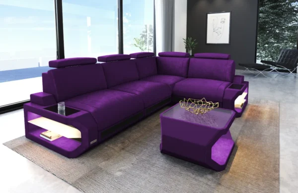 Samtstoff Ecksofa Aurora L-Form S – Bild 2