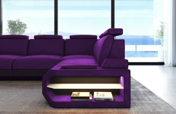 Samtstoff Ecksofa Aurora L-Form S – Bild 3