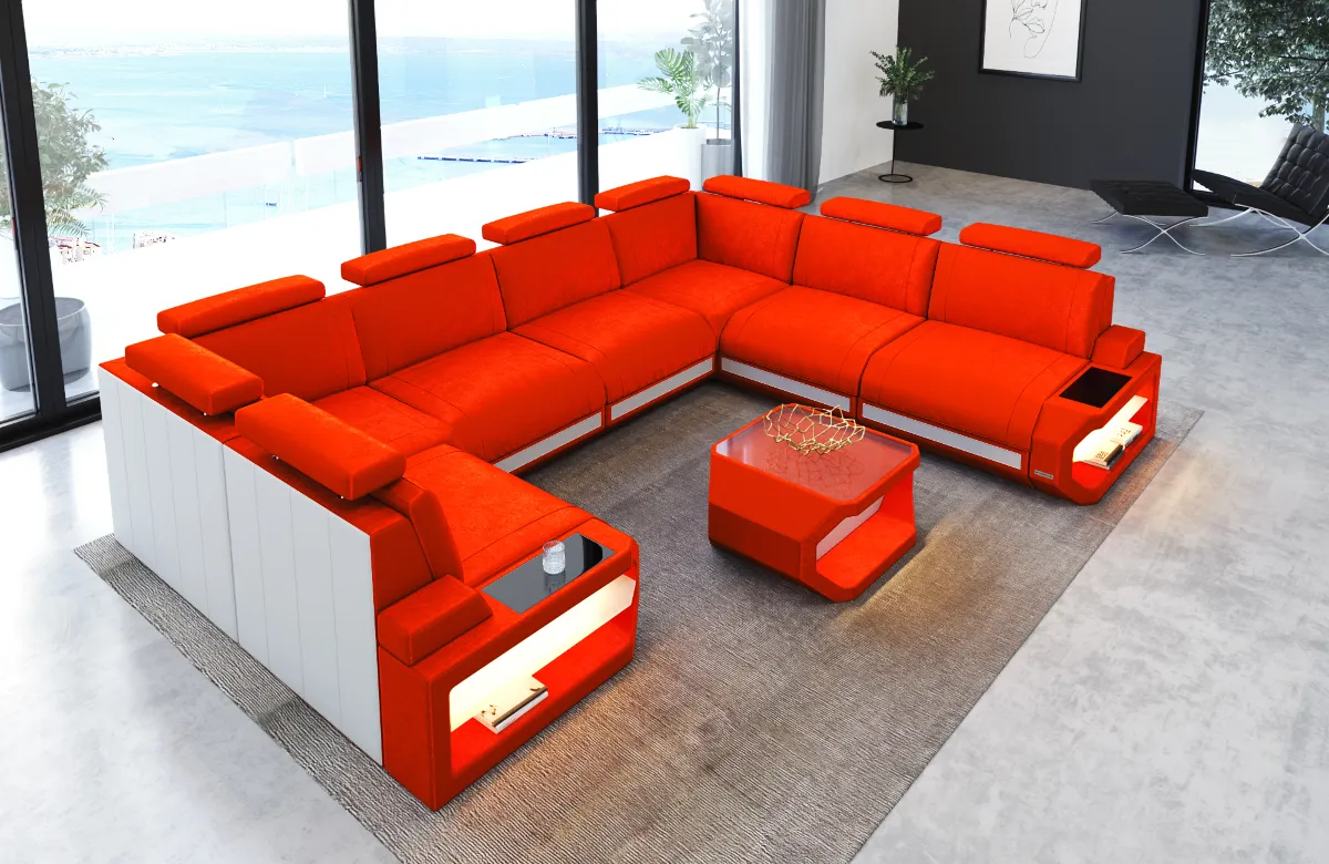 Samtstoff Wohnlandschaft Aurora U-Form XL