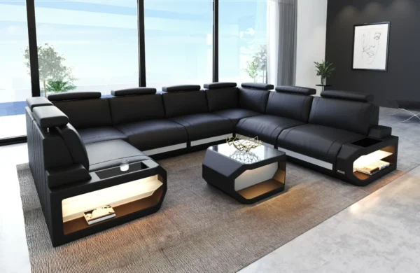Büffelleder Wohnlandschaft Aurora U-Form XL – Bild 5