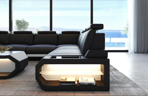 Büffelleder Wohnlandschaft Aurora U-Form XL – Bild 6