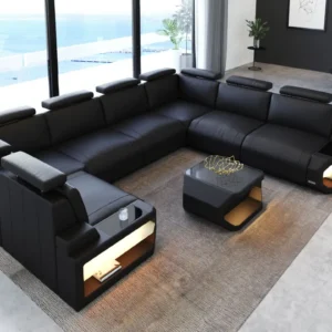 Büffelleder Wohnlandschaft Aurora U-Form XL