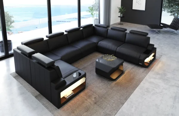 Büffelleder Wohnlandschaft Aurora U-Form XL – Bild 7