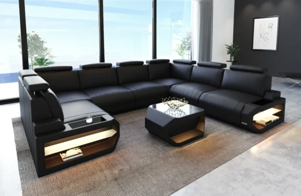 Büffelleder Wohnlandschaft Aurora U-Form XL – Bild 8