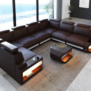 Büffelleder Wohnlandschaft Aurora U-Form XL