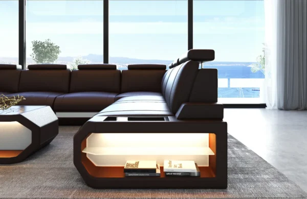 Büffelleder Wohnlandschaft Aurora U-Form XL – Bild 12