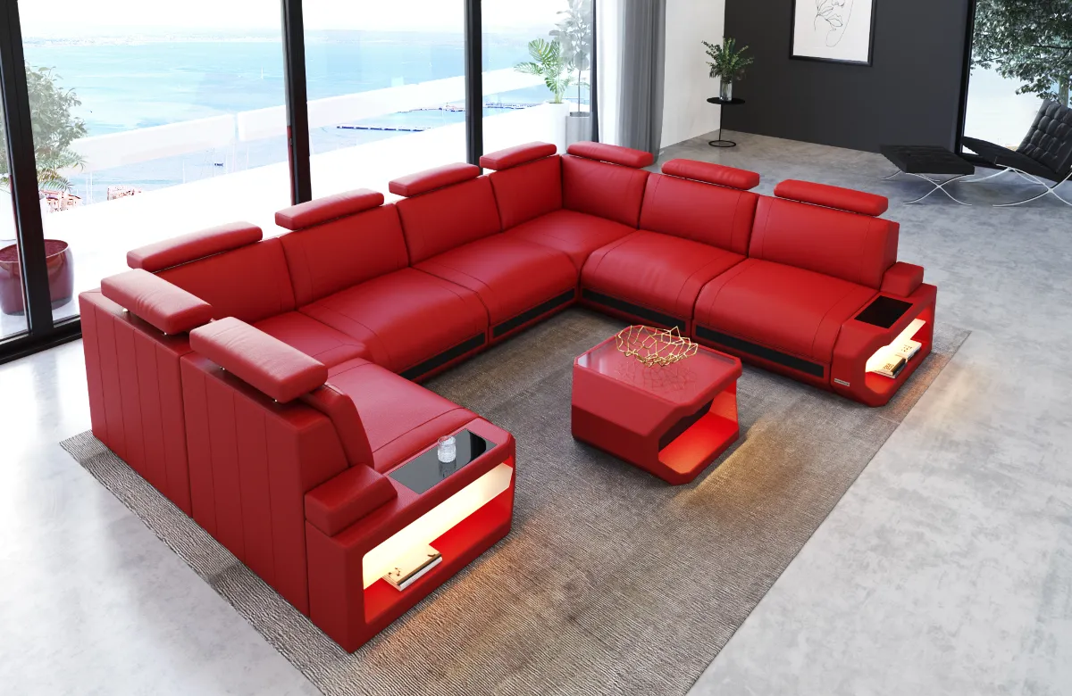 Büffelleder Wohnlandschaft Aurora U-Form XL