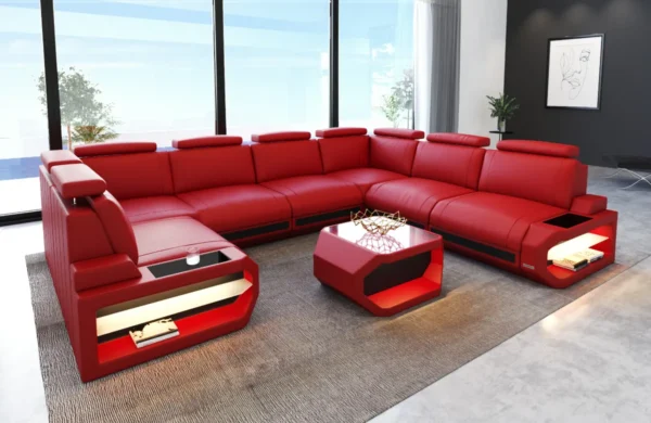 Büffelleder Wohnlandschaft Aurora U-Form XL – Bild 2
