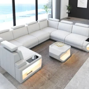 Büffelleder Wohnlandschaft Aurora U-Form XL