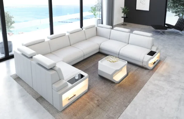 Büffelleder Wohnlandschaft Aurora U-Form XL – Bild 16