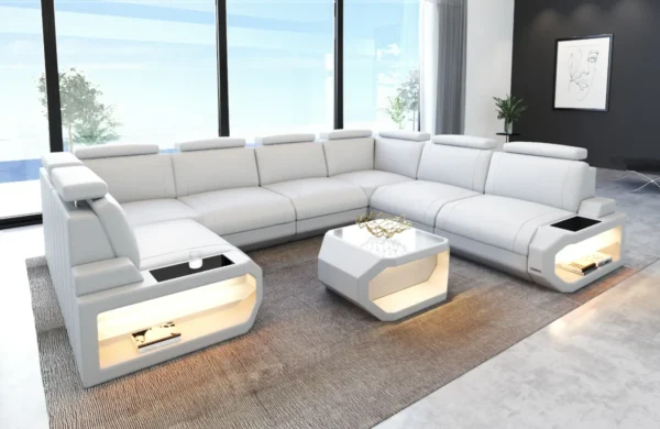 Büffelleder Wohnlandschaft Aurora U-Form XL – Bild 17